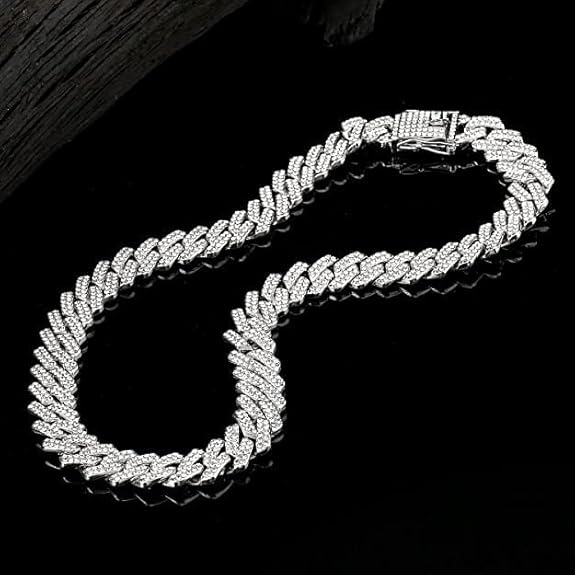 Bazinco Iced Out Cuban Link Chain for Men – Luxury Hip Hop Diamond Style Necklace