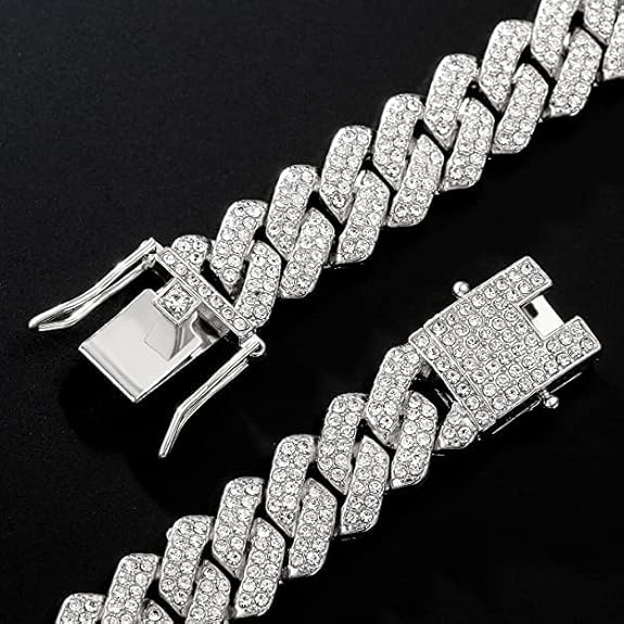 Bazinco Iced Out Cuban Link Chain for Men – Luxury Hip Hop Diamond Style Necklace