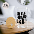 Bazinco In My Engaged Era Glass Can Cup | Funny Engagement Glass Tumbler with Bamboo Lid & Glass Straw | Bride-to-Be Gift & Engagement Gift for Her