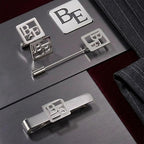 Bazinco Geometric BE Initial Cufflink Set – Premium Designer Men’s Formal Accessories
