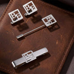 Bazinco Geometric BE Initial Cufflink Set – Premium Designer Men’s Formal Accessories