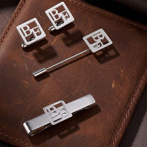 Bazinco Geometric BE Initial Cufflink Set – Premium Designer Men’s Formal Accessories