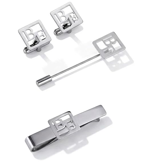 Bazinco Geometric BE Initial Cufflink Set – Premium Designer Men’s Formal Accessories