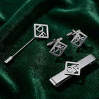 Bazinco Personalized Initial Cufflink & Tie Clip Set for Men – Premium Monogram Groom Accessories