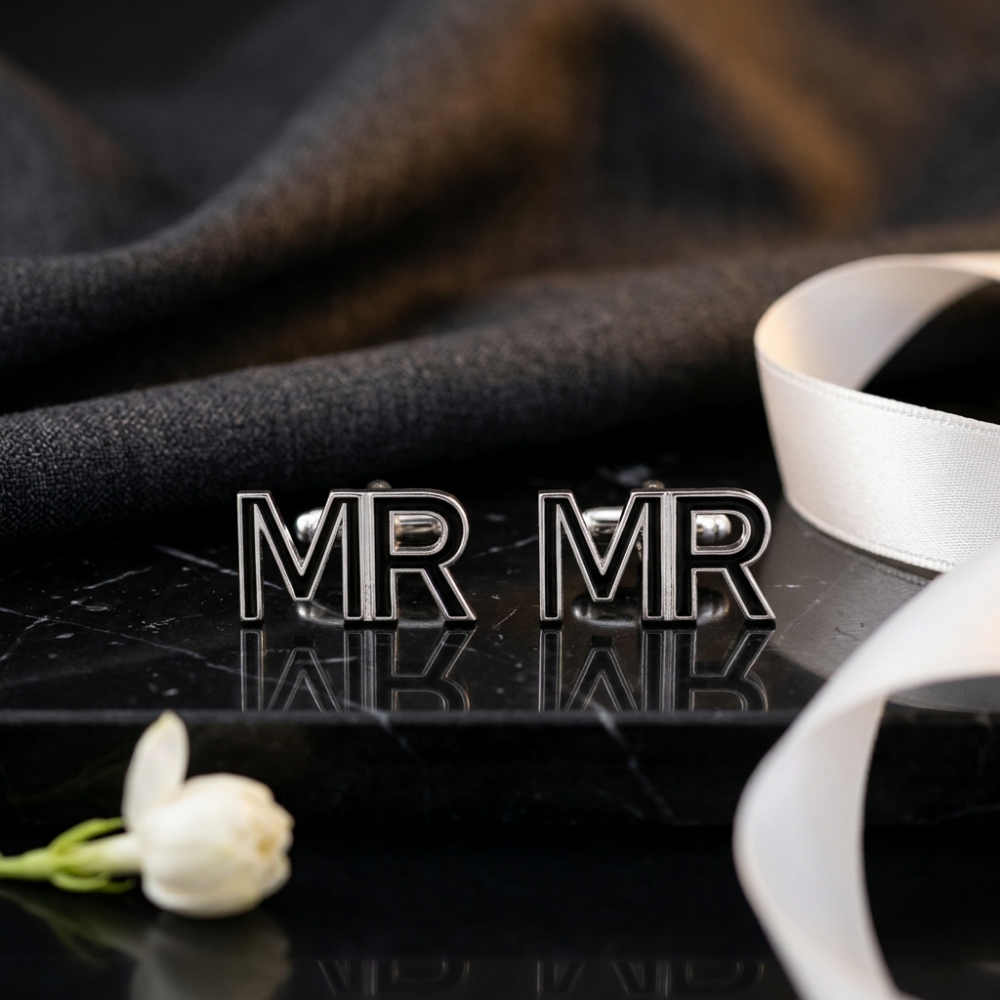 Custom Initial Cufflinks by Bazinco – Minimal Letter Design Premium Men’s Accessories