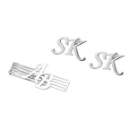 Bazinco Personalized Initial Cufflinks & Monogram Tie Bar Set for Men