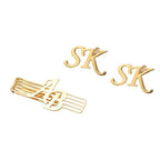 Bazinco Personalized Initial Cufflinks & Monogram Tie Bar Set for Men