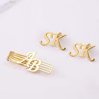 Bazinco Personalized Initial Cufflinks & Monogram Tie Bar Set for Men