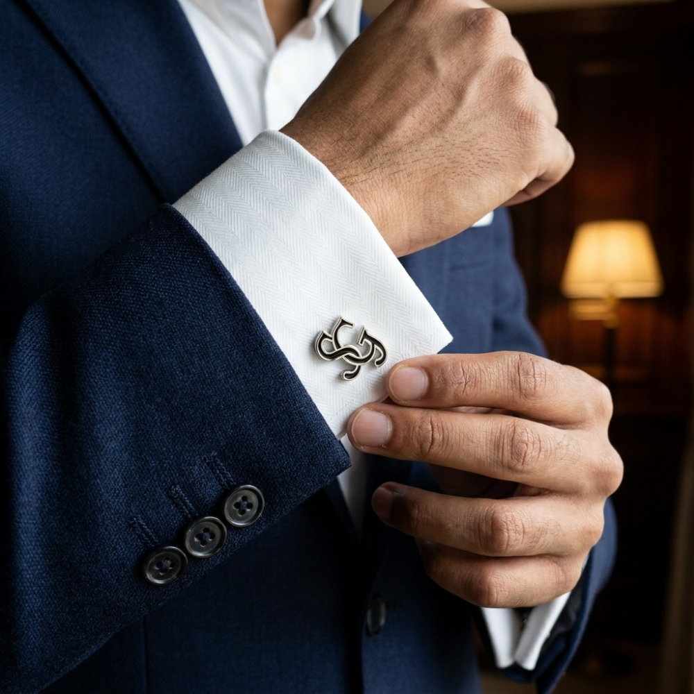 Bazinco Custom Initial Cufflinks – Stylish Monogram Cufflinks for Men, Wedding Groom Accessories