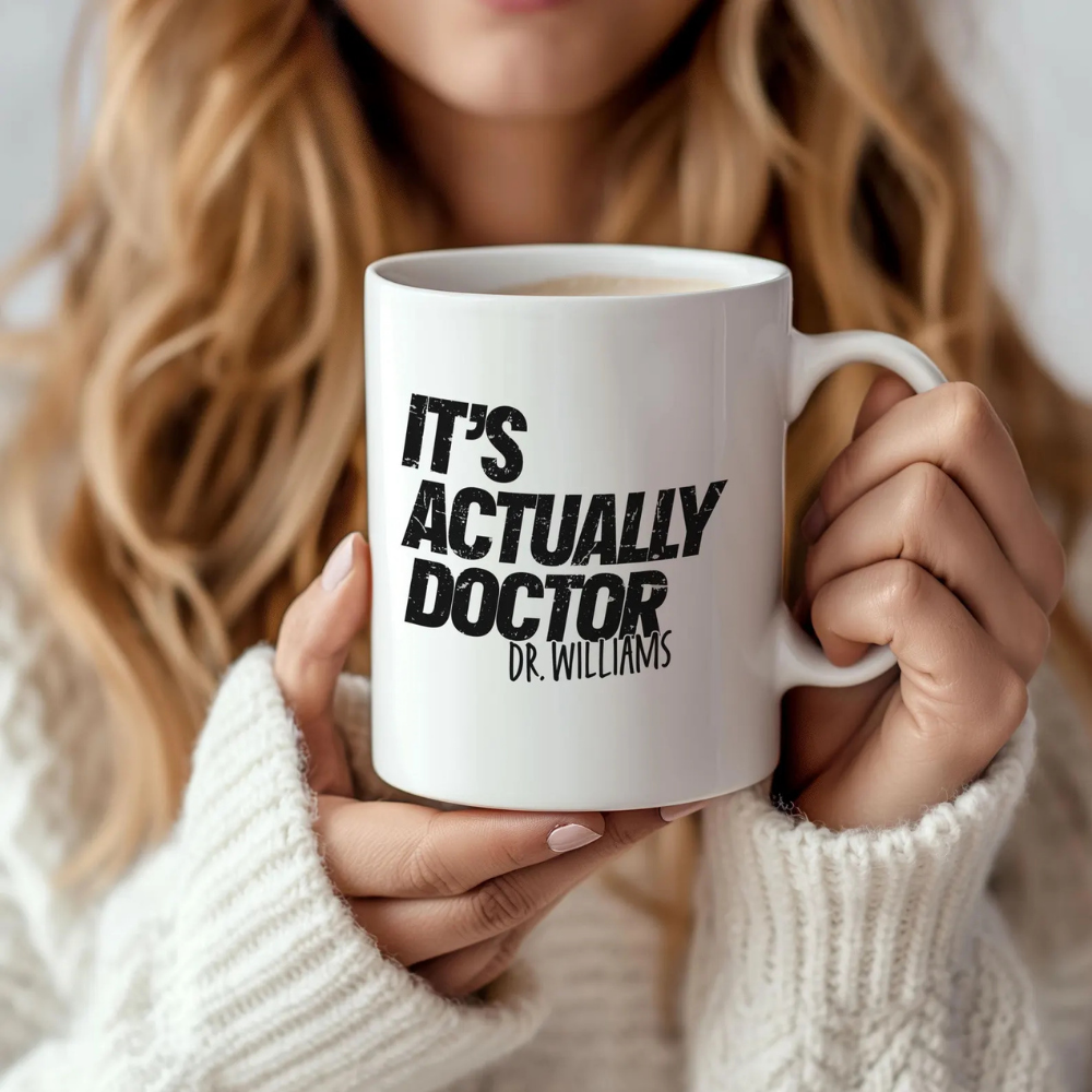 Bazinco It's Actually Doctor Funny Ceramic Coffee Mug | Personalized Doctor Quote Mug | Premium Printed Coffee Cup | Doctor Appreciation Gift | 325 ml