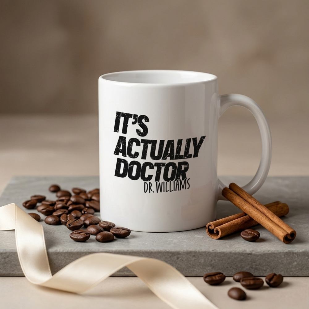Bazinco It's Actually Doctor Funny Ceramic Coffee Mug | Personalized Doctor Quote Mug | Premium Printed Coffee Cup | Doctor Appreciation Gift | 325 ml