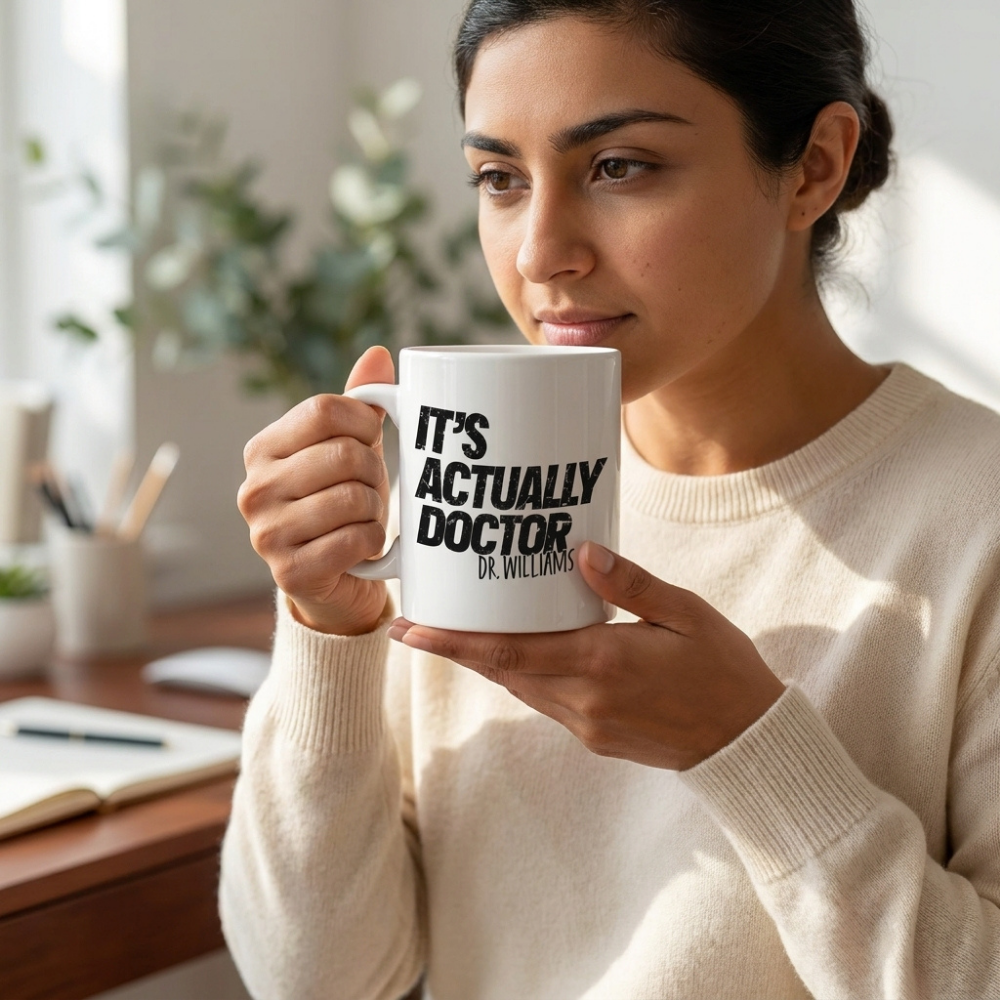 Bazinco It's Actually Doctor Funny Ceramic Coffee Mug | Personalized Doctor Quote Mug | Premium Printed Coffee Cup | Doctor Appreciation Gift | 325 ml