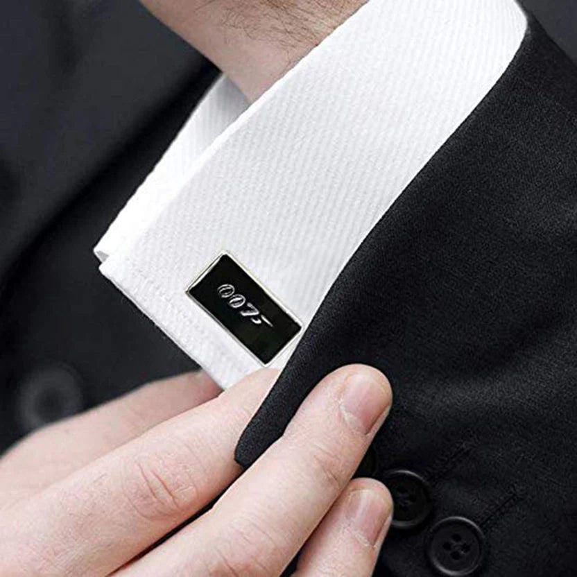Bazinco James Bond 007 Black Cufflinks for Men | Spy Agent Designer Shirt Cufflinks | Premium Formal Accessories