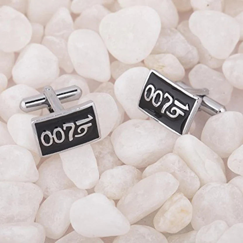 Bazinco James Bond 007 Black Cufflinks for Men | Spy Agent Designer Shirt Cufflinks | Premium Formal Accessories
