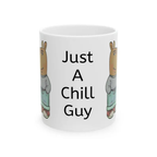 Bazinco Just A Chill Guy Cartoon Dog Ceramic Coffee Mug | Funny Quote Printed Mug | Premium Coffee & Tea Cup | Novelty Gift for Friends, Office & Home | 325 ml