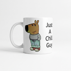 Bazinco Just A Chill Guy Cartoon Dog Ceramic Coffee Mug | Funny Quote Printed Mug | Premium Coffee & Tea Cup | Novelty Gift for Friends, Office & Home | 325 ml