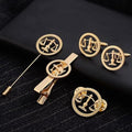 Bazinco Scale of Justice Premium Cufflink Set for Men | Libra Lawyer Cufflinks with Tie Clip & Suit Pin