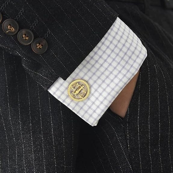 Bazinco Scale of Justice Premium Cufflink Set for Men | Libra Lawyer Cufflinks with Tie Clip & Suit Pin