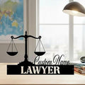 Bazinco Justice Scale Lawyer Name Plate – Personalized Attorney Desk Nameplate Decor