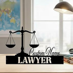 Bazinco Justice Scale Lawyer Name Plate – Personalized Attorney Desk Nameplate Decor