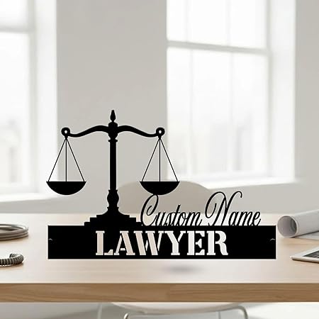 Bazinco Justice Scale Lawyer Name Plate – Personalized Attorney Desk Nameplate Decor