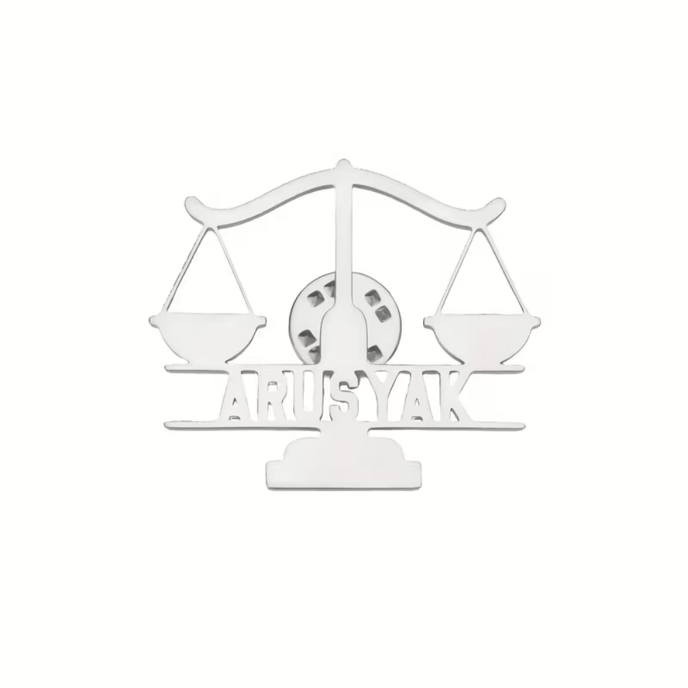 Bazinco Justice Scale Personalized Name Lapel Pin – Lawyer & Legal Professional Brooch