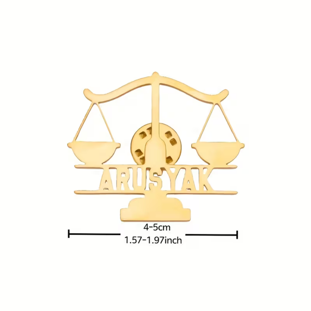 Bazinco Justice Scale Personalized Name Lapel Pin – Lawyer & Legal Professional Brooch