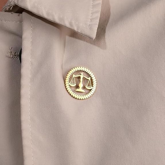 Bazinco Justice Symbol Lapel Pin | Lawyer Brooch for Court, Advocate Gift, Legal Professional Badge