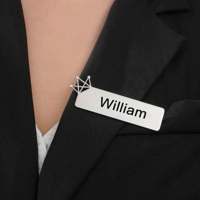 Bazinco Personalized Name Brooch with Crown