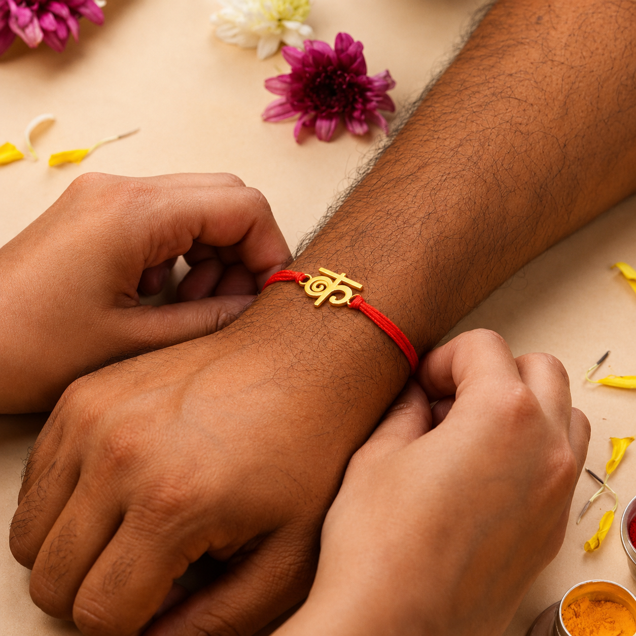 Bazinco Premium Hindi Ka Symbol Gold Finish Designer Rakhi