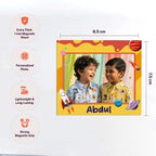 Bazinco Custom Kids Photo Fridge Magnet with Name | Personalized Space Theme Magnetic Photo Frame | Rocket & Planet Design | 1mm Thick Refrigerator Magnet | Photo Gift for Kids