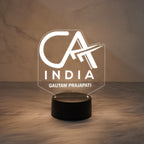 Bazinco Custom CA India LED Name Lamp | Personalized Acrylic Desk Light for Chartered Accountants