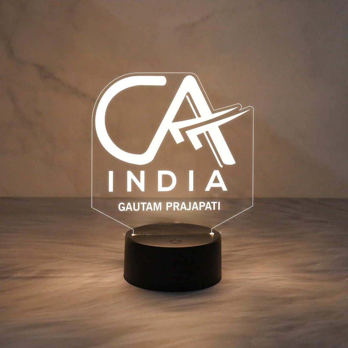 Bazinco Custom CA India LED Name Lamp | Personalized Acrylic Desk Light for Chartered Accountants