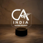 Bazinco Custom CA India LED Name Lamp | Personalized Acrylic Desk Light for Chartered Accountants
