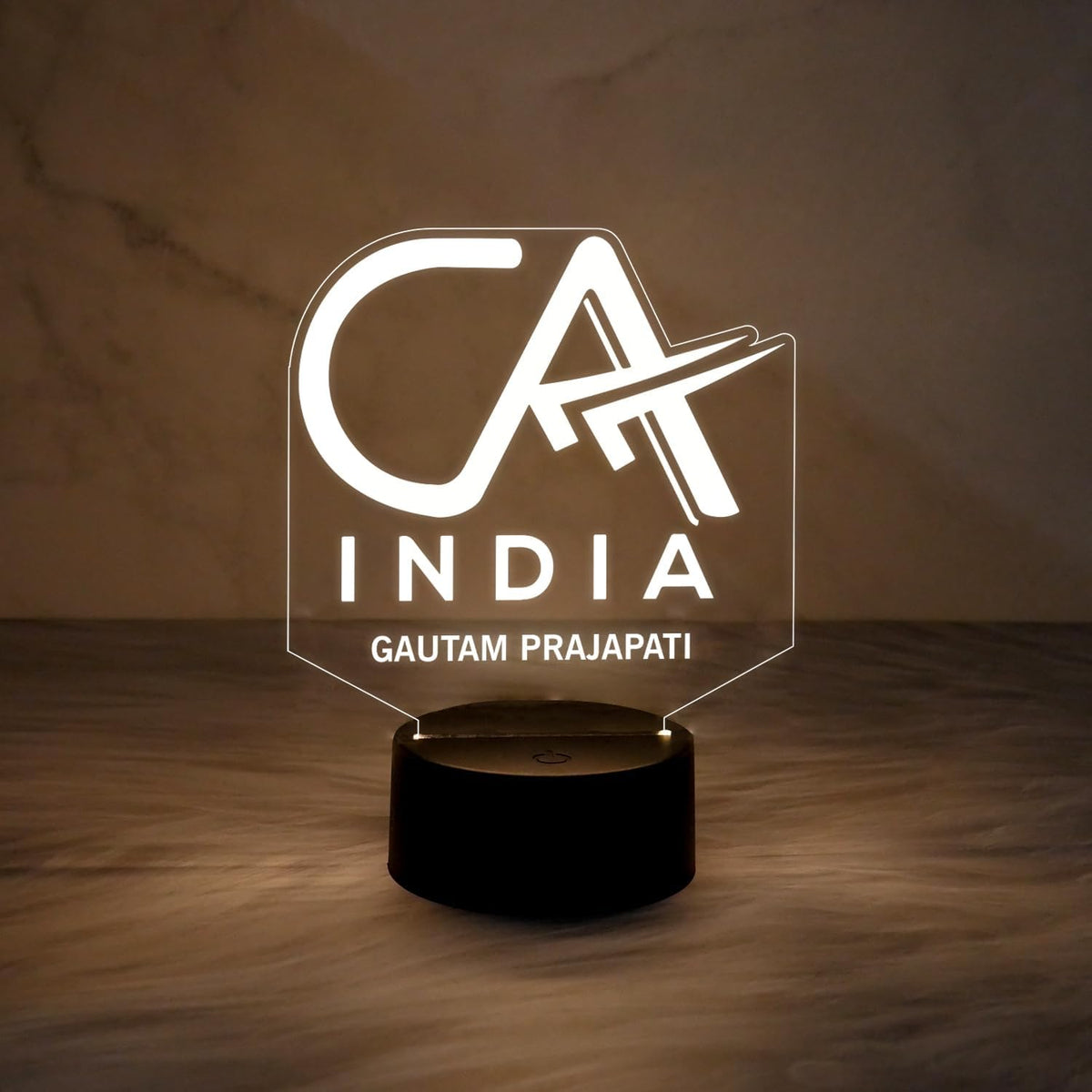 Bazinco Custom CA India LED Name Lamp | Personalized Acrylic Desk Light for Chartered Accountants
