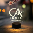 Bazinco Custom CA India LED Name Lamp | Personalized Acrylic Desk Light for Chartered Accountants