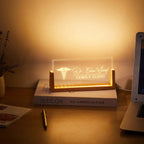 Bazinco Personalized LED Acrylic Name Sign with Wooden Base, Custom Doctor & Clinic Desk Name Plate, Illuminated Office Sign for Reception Decor
