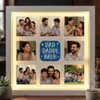 Bazinco Dad Daddy Bruh LED Photo Frame – Personalized Family Photo Collage with Warm LED Light