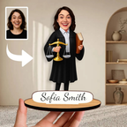 Bazinco Personalized Lady Judge Caricature Standee | Custom Judge Acrylic Desk Standee with Name | Personalized Gift for Female Judge, Lawyer & Advocate