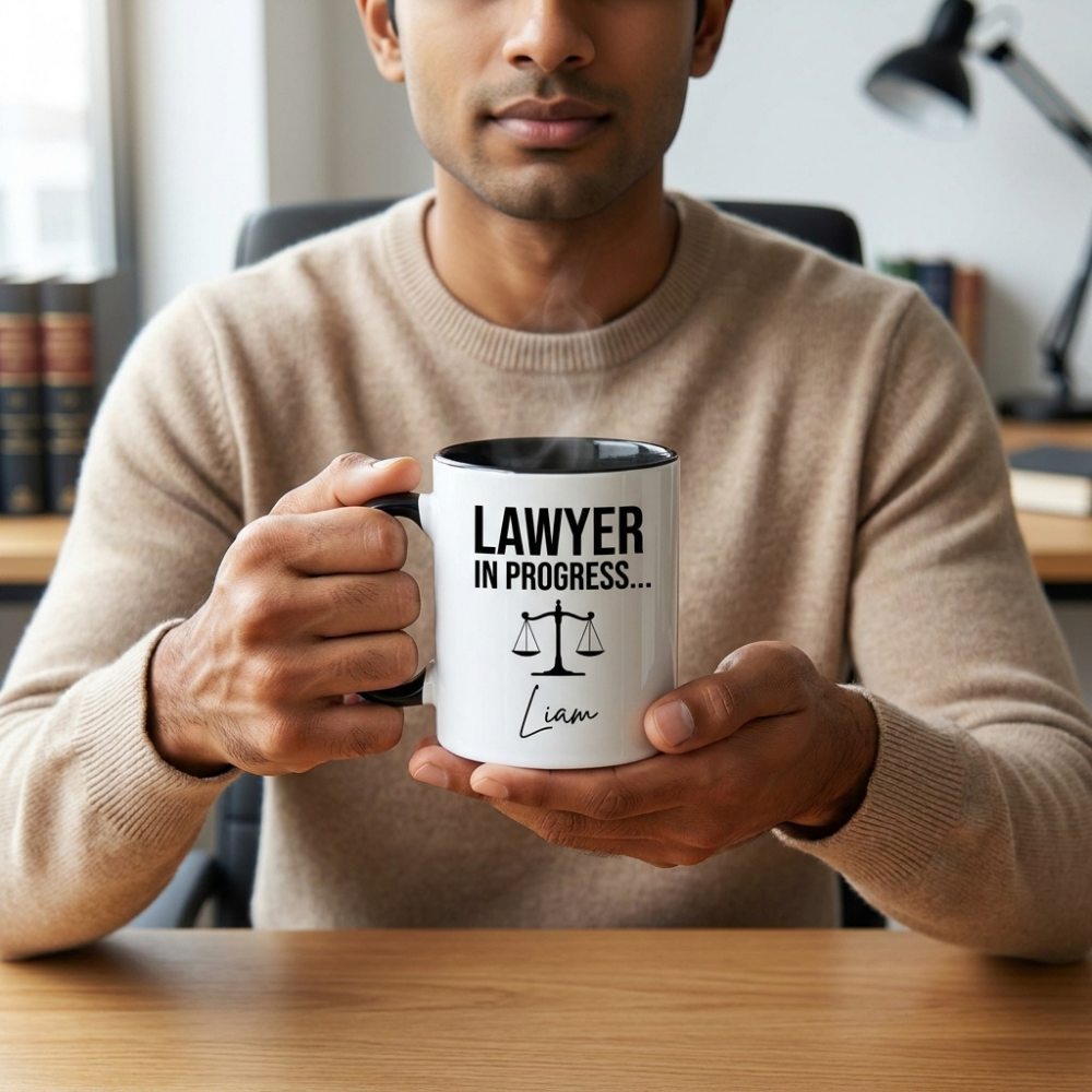 Personalized Lawyer Mug with Name | Lawyer in Progress Printed Ceramic PZ Mug | Custom Coffee Mug for Law Students, Advocates & Legal Professionals | Bazinco