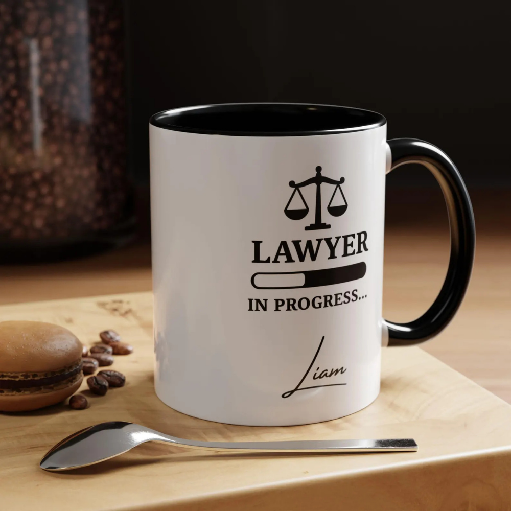 Personalized Lawyer Mug with Name | Lawyer in Progress Printed Ceramic PZ Mug | Custom Coffee Mug for Law Students, Advocates & Legal Professionals | Bazinco