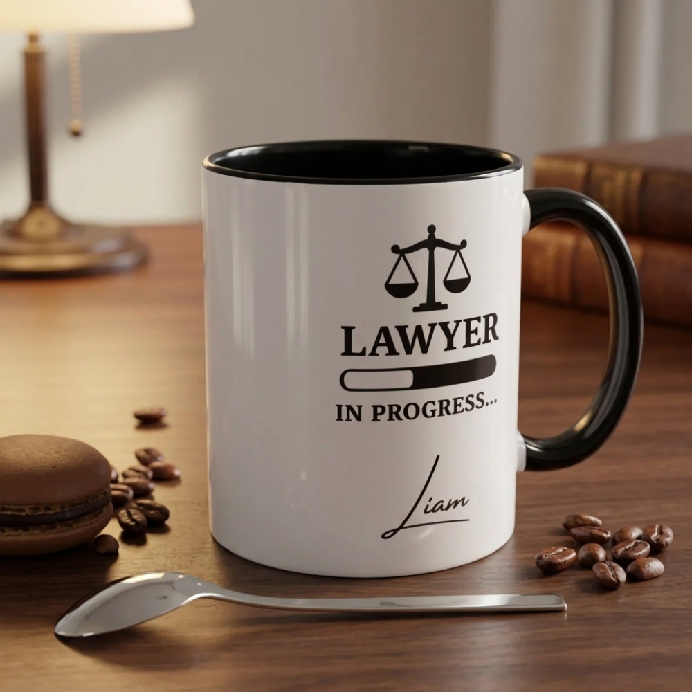 Personalized Lawyer Mug with Name | Lawyer in Progress Printed Ceramic PZ Mug | Custom Coffee Mug for Law Students, Advocates & Legal Professionals | Bazinco
