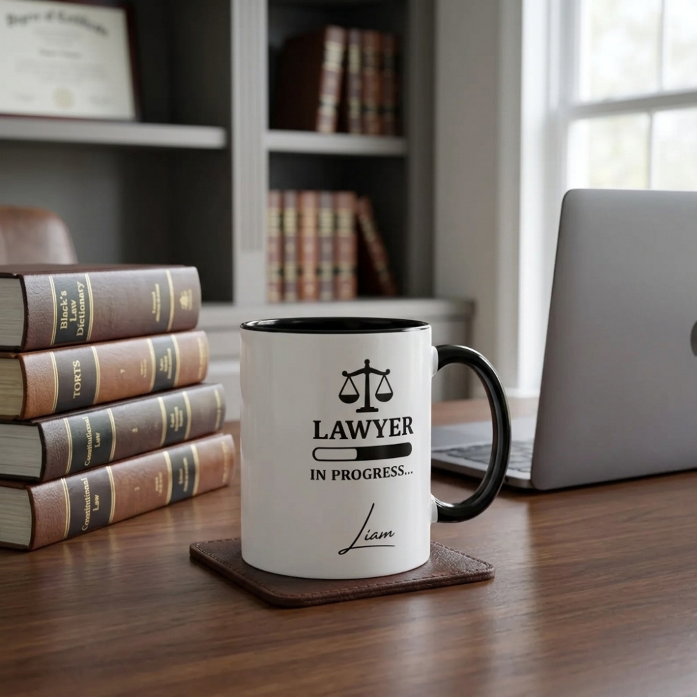 Personalized Lawyer Mug with Name | Lawyer in Progress Printed Ceramic PZ Mug | Custom Coffee Mug for Law Students, Advocates & Legal Professionals | Bazinco