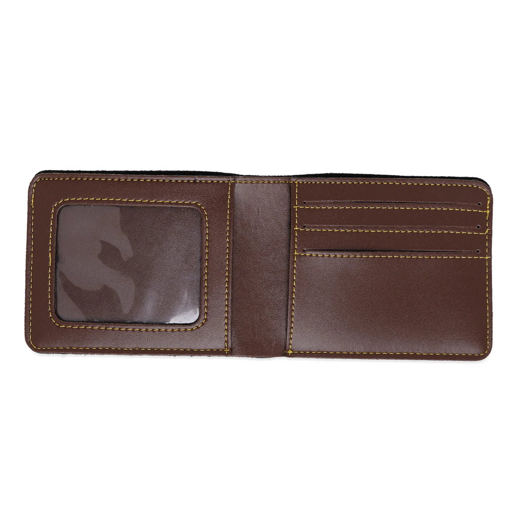 Bazinco Personalized Brown Bifold Wallet – Custom Name Plate Men’s Leather Wallet