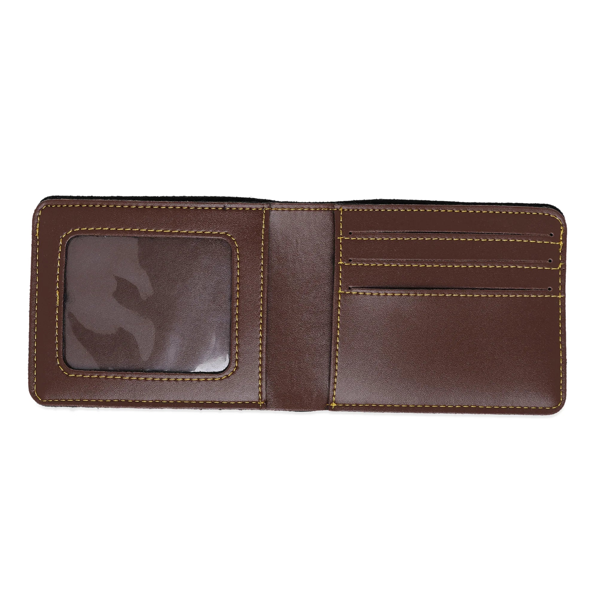 Bazinco Personalized Brown Bifold Wallet – Custom Name Plate Men’s Leather Wallet