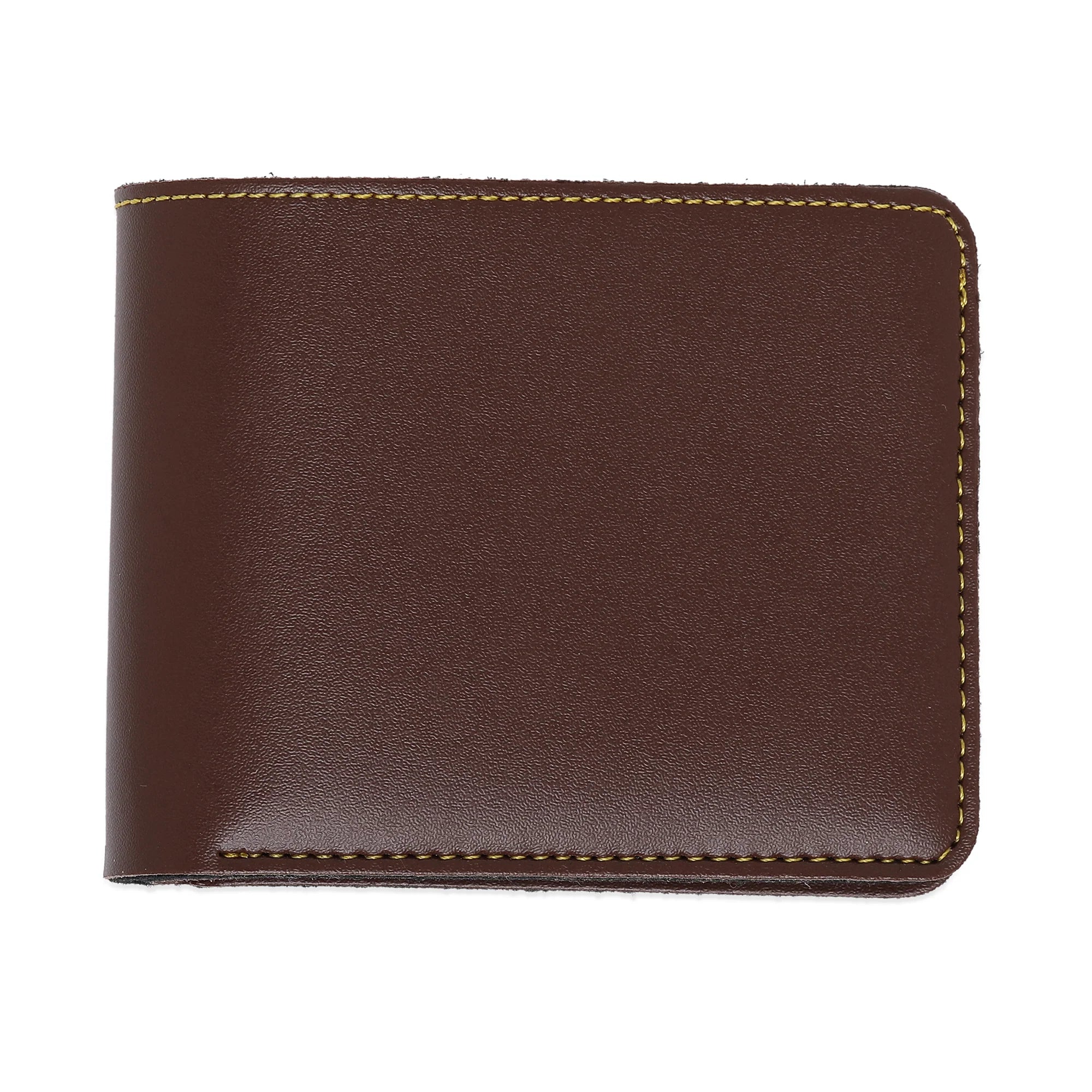 Bazinco Personalized Brown Bifold Wallet – Custom Name Plate Men’s Leather Wallet