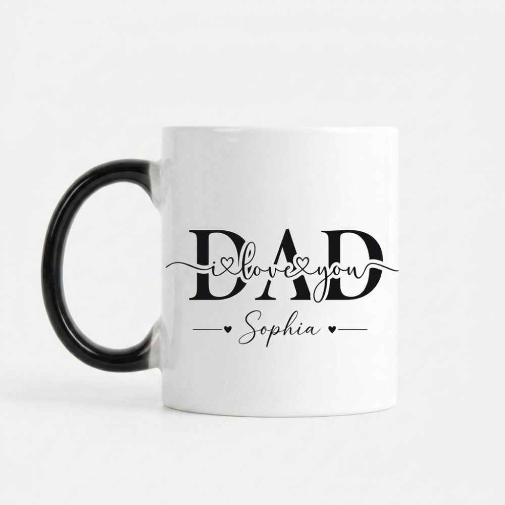 Bazinco Personalized Love You Dad Mug with Name – Custom Ceramic Coffee Mug