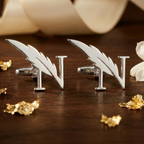 Bazinco Luxury Initial Cufflinks – Gold Feather Alphabet Cufflinks for Men Wedding & Business Wear