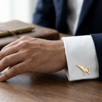 Bazinco Luxury Initial Cufflinks – Gold Feather Alphabet Cufflinks for Men Wedding & Business Wear