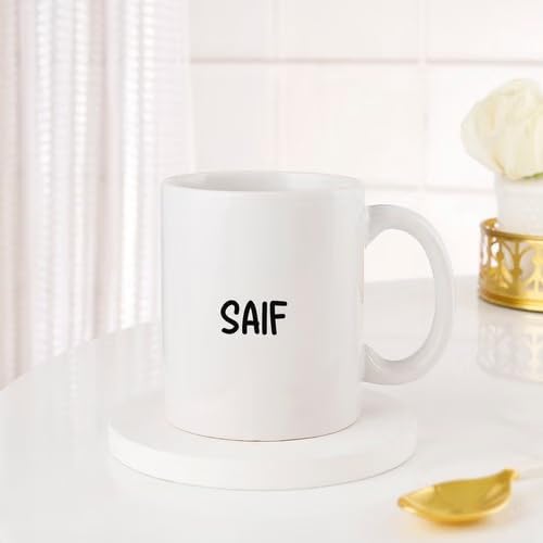 Bazinco Personalized Ceramic Coffee Mug – Mood of the Day Calm Minimalist Doodle with Custom Name